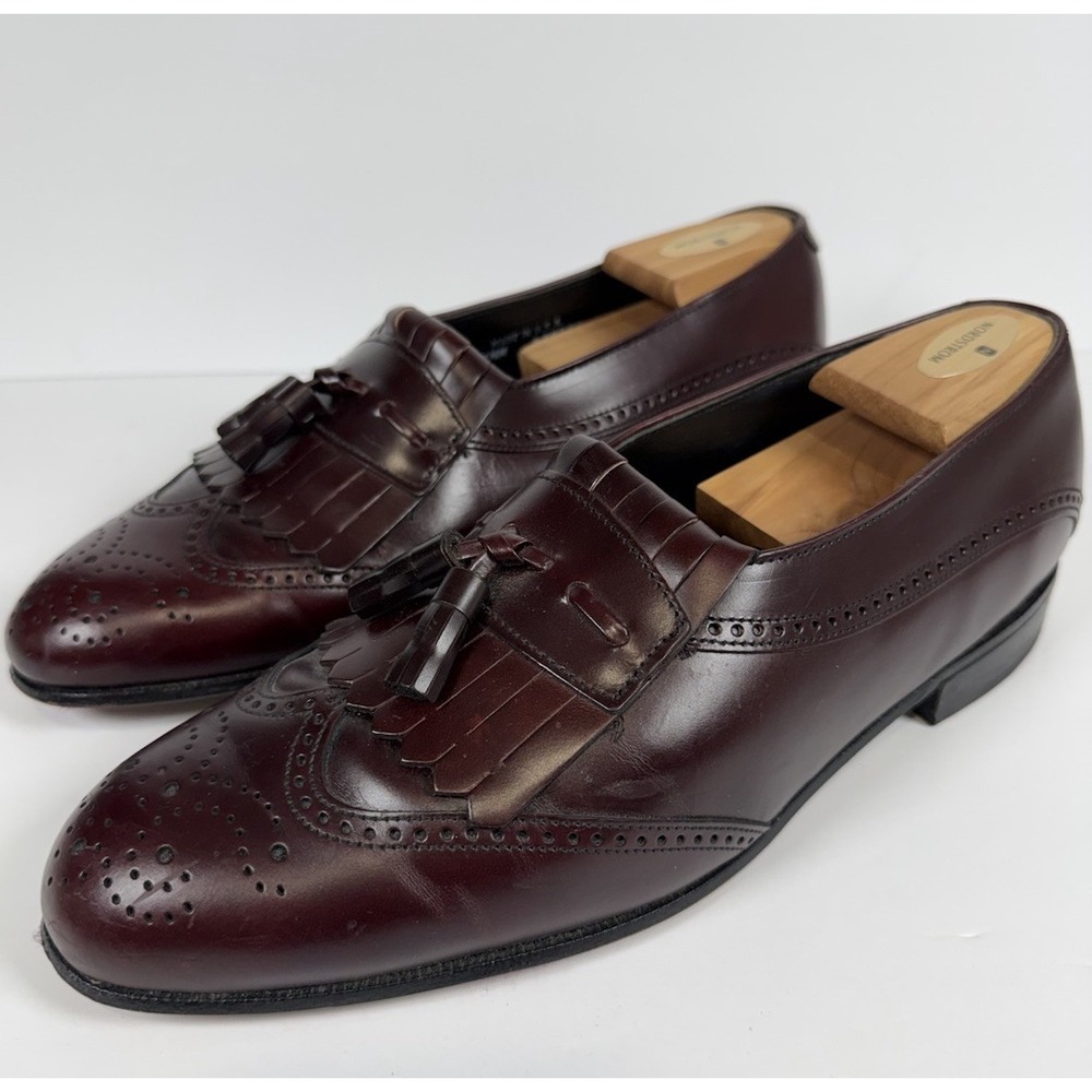 DEXTER Burgundy Leather Tassel Dress Loafers Wingtip Kiltie Shoes USA Size 11.5